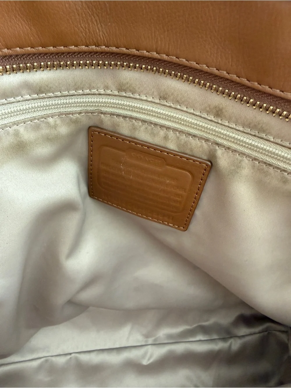 Coach Cognac Leather Tote with Gold Hardware EUC